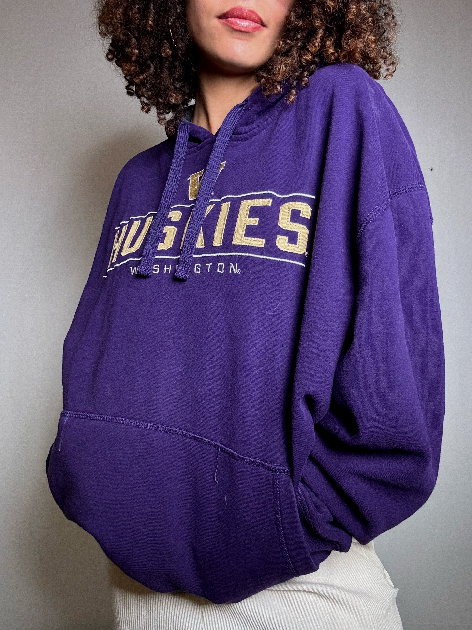 Sweat à capuche violet Huskies 2XL vintage