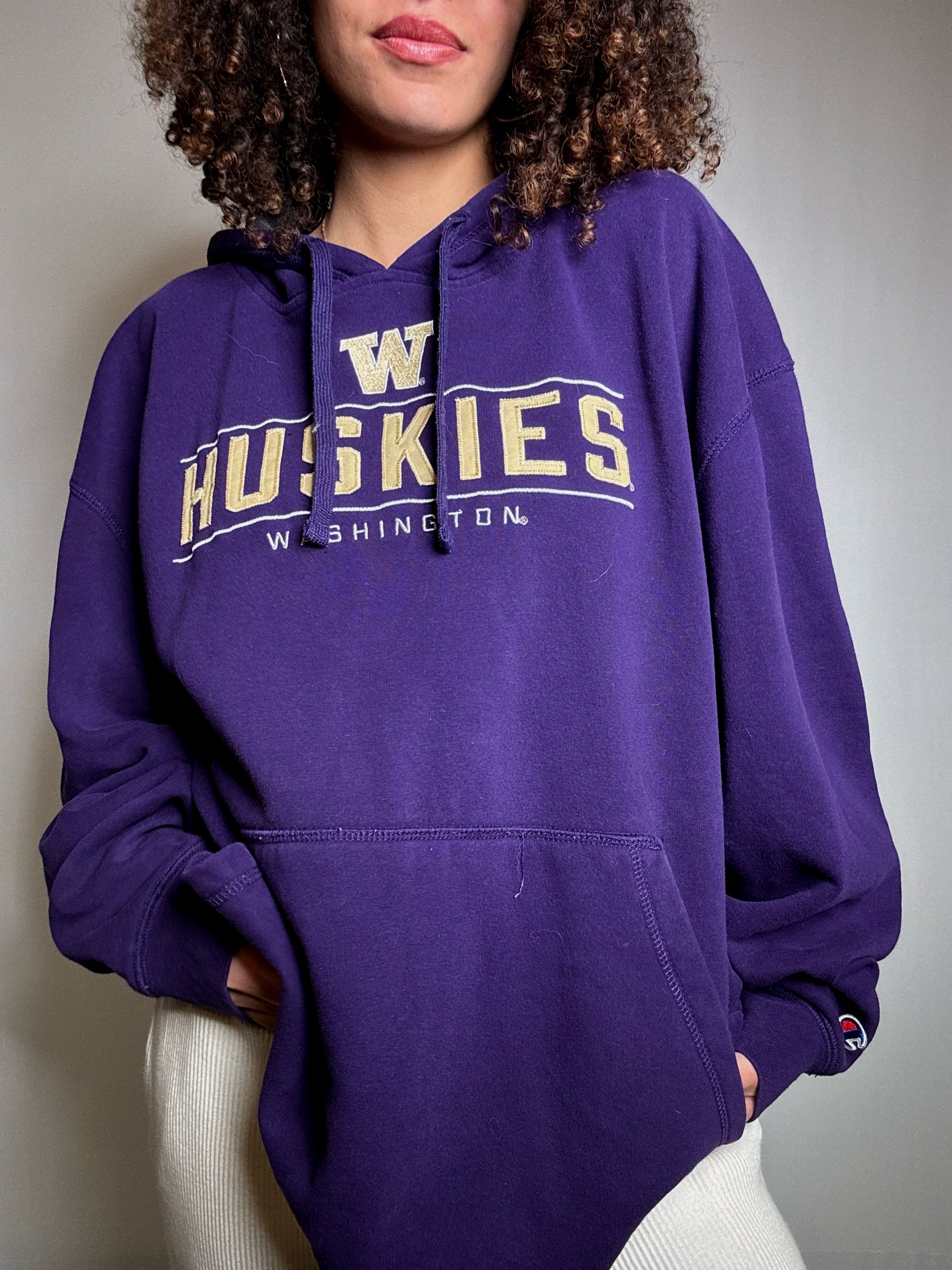 Sweat à capuche violet Huskies 2XL vintage