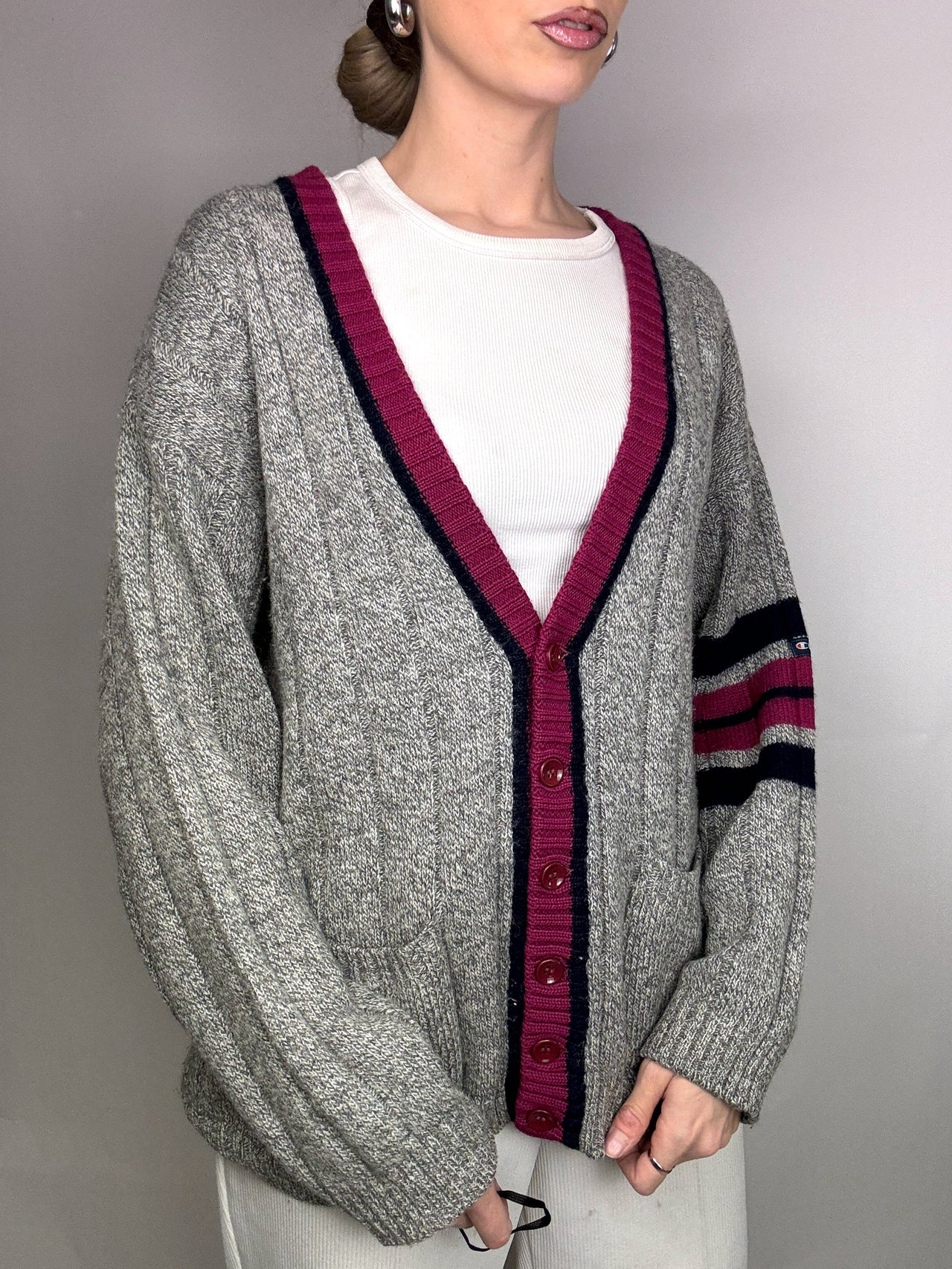 Cardigan en maille CHAMPION L vintage