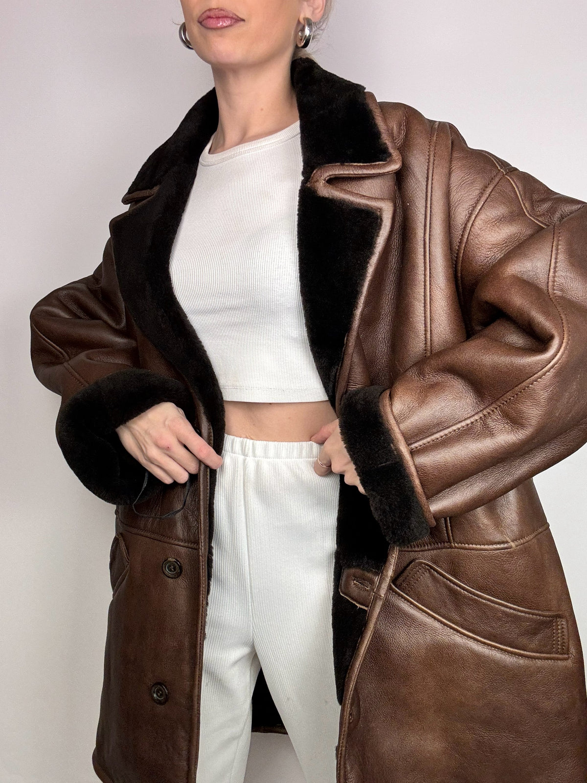 Vintage L/XL Brauner Shearlingmantel