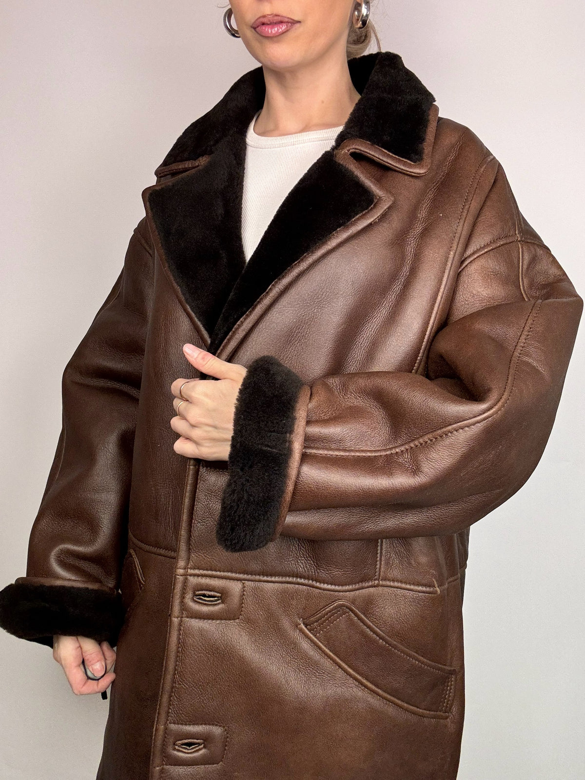 Vintage L/XL Brauner Shearlingmantel
