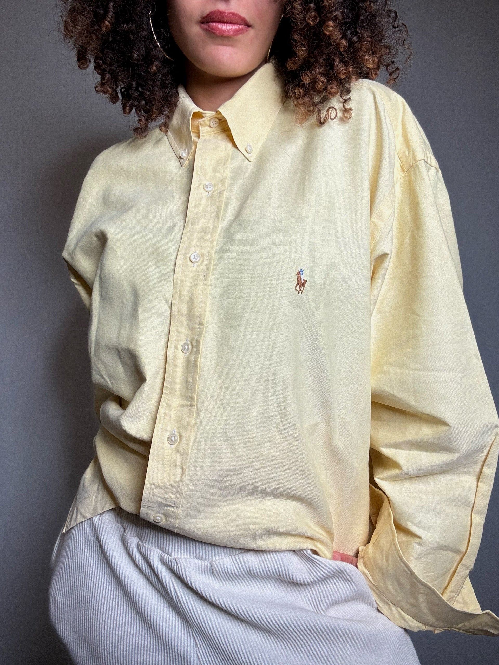 Chemise oxford jaune Ralph Lauren XL vintage