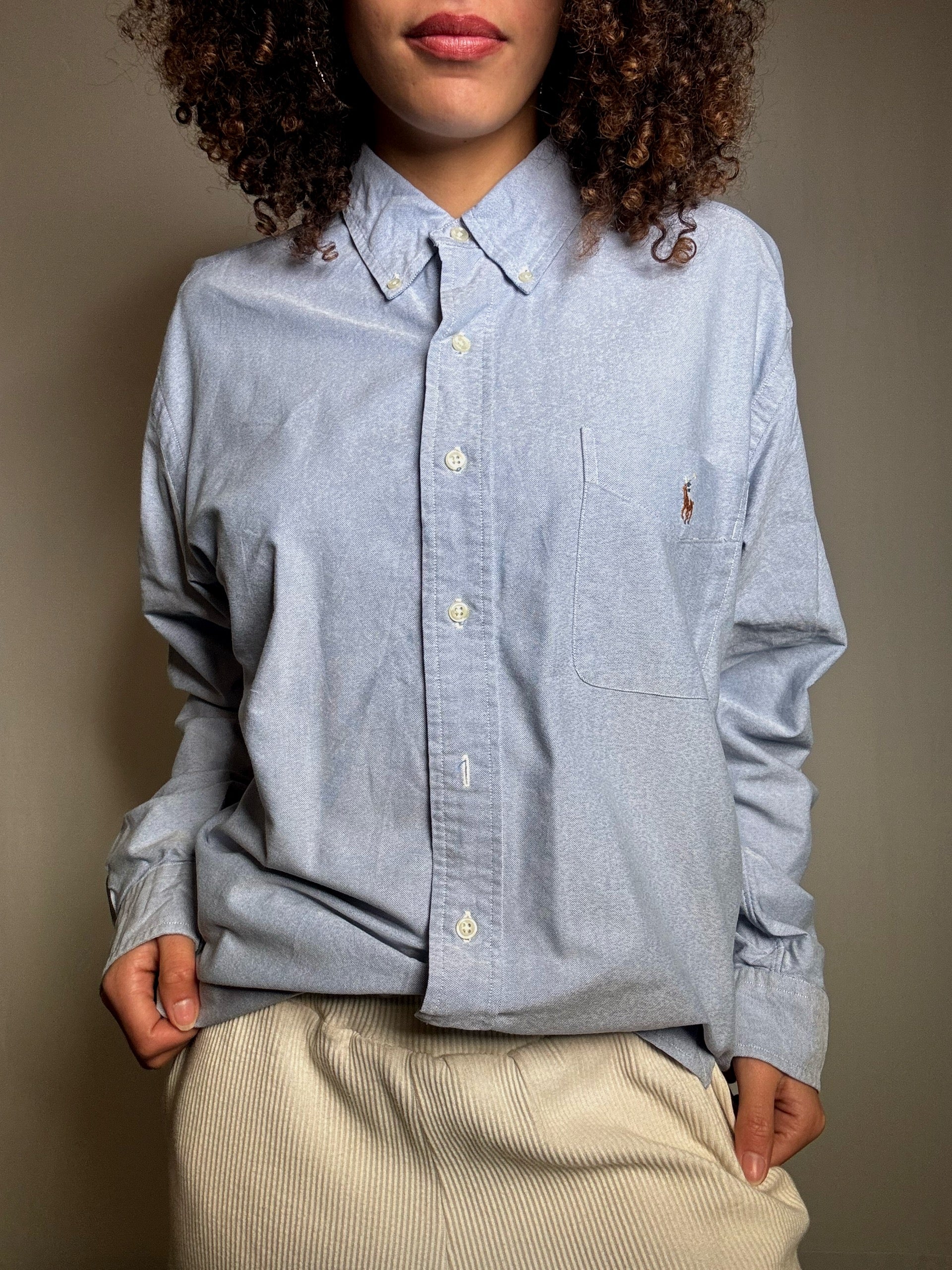Chemise oxford bleu Ralph Lauren L vintage