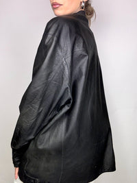 Vintage XL schwarze gerade schmale Lederjacke