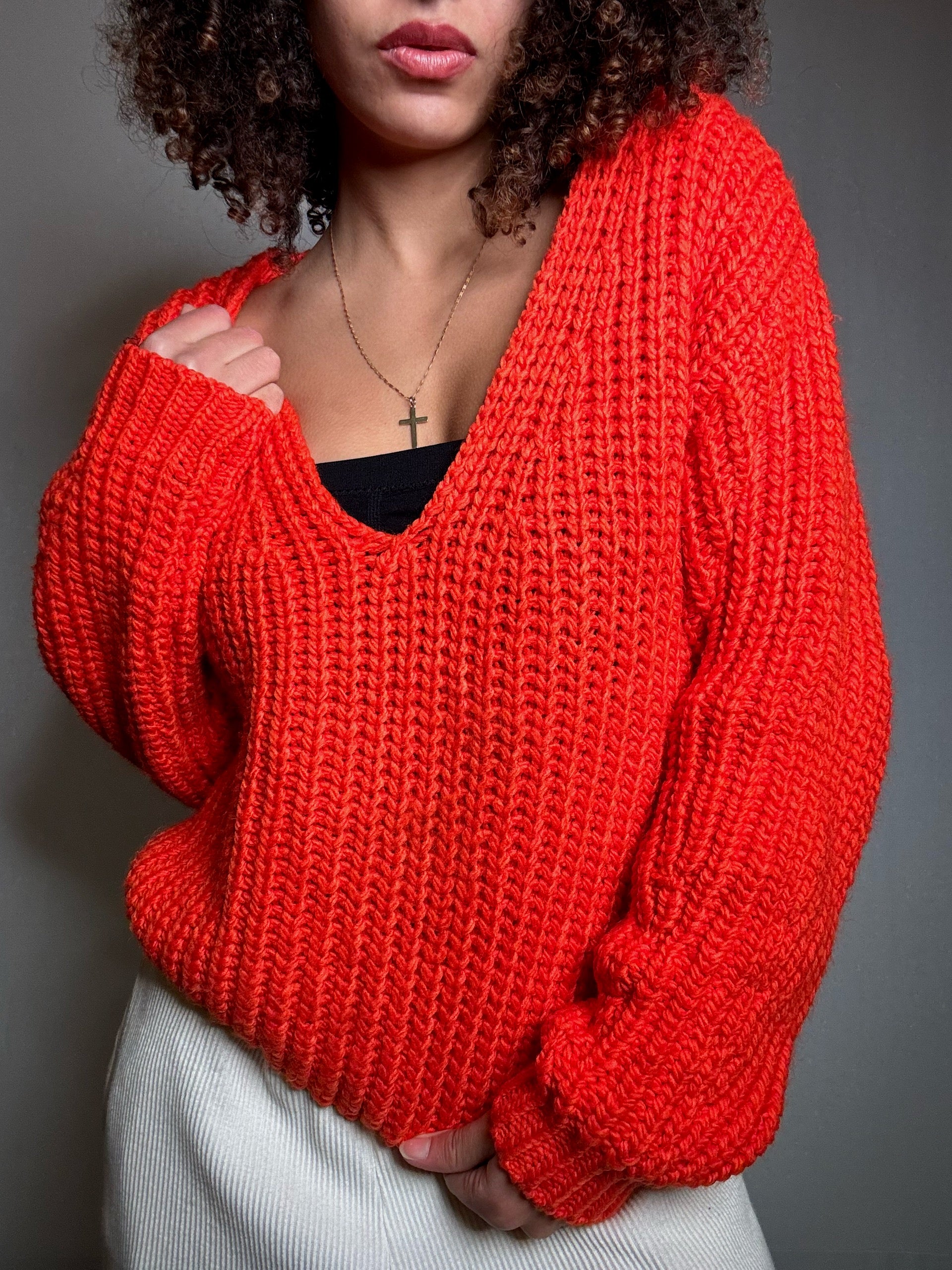 Pull crop rouge S/M vintage