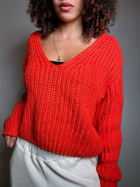 Pull crop rouge S/M vintage