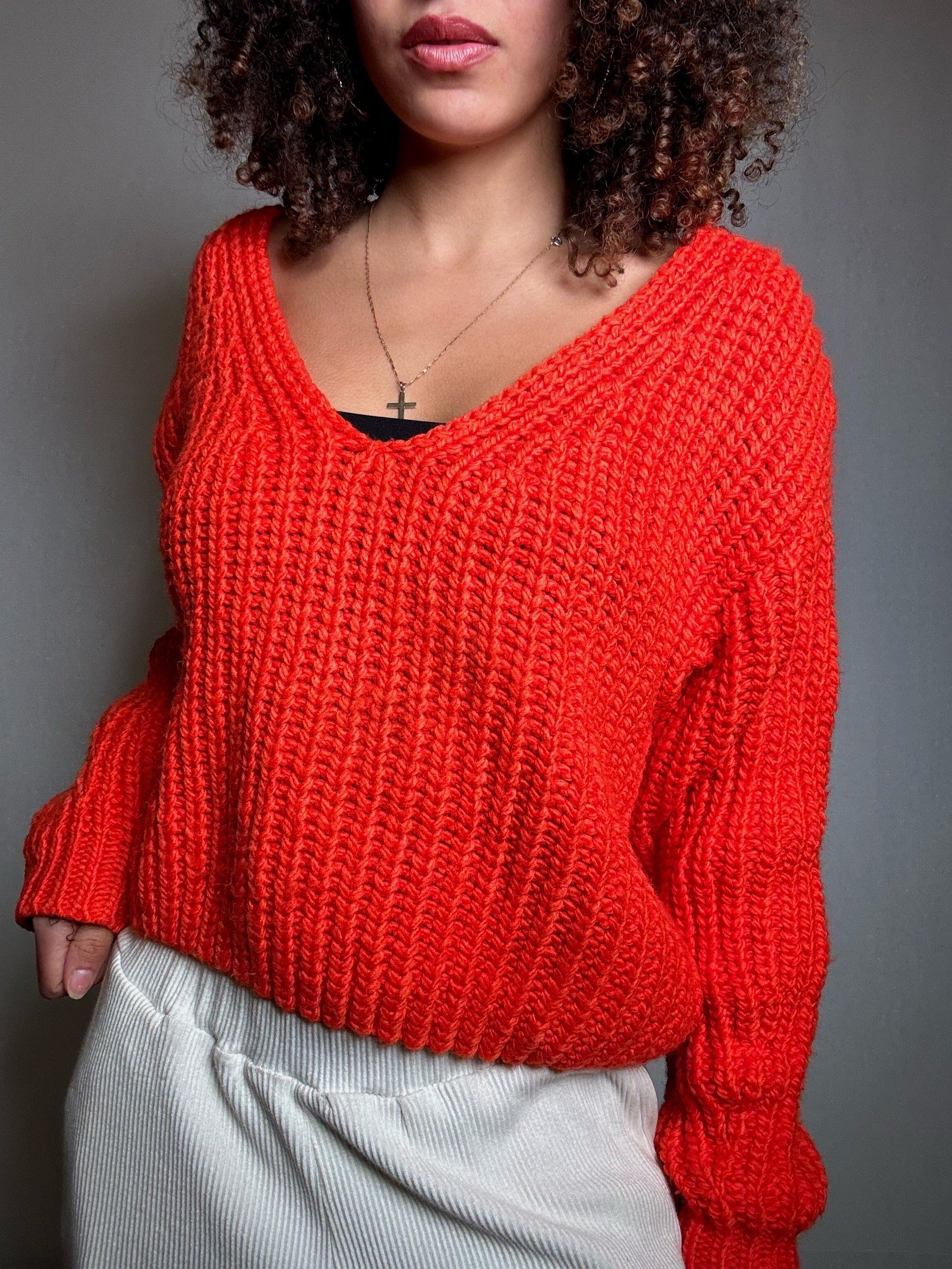 Pull crop rouge S/M vintage