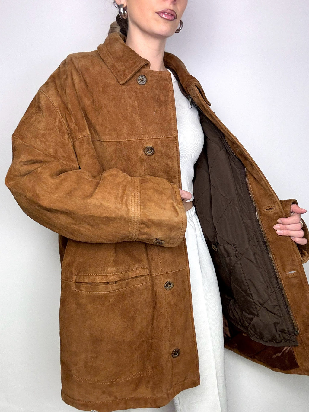 Vintage XL Braune 3-in-1 Wildlederjacke