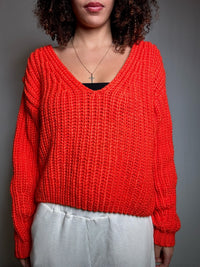 Pull crop rouge S/M vintage