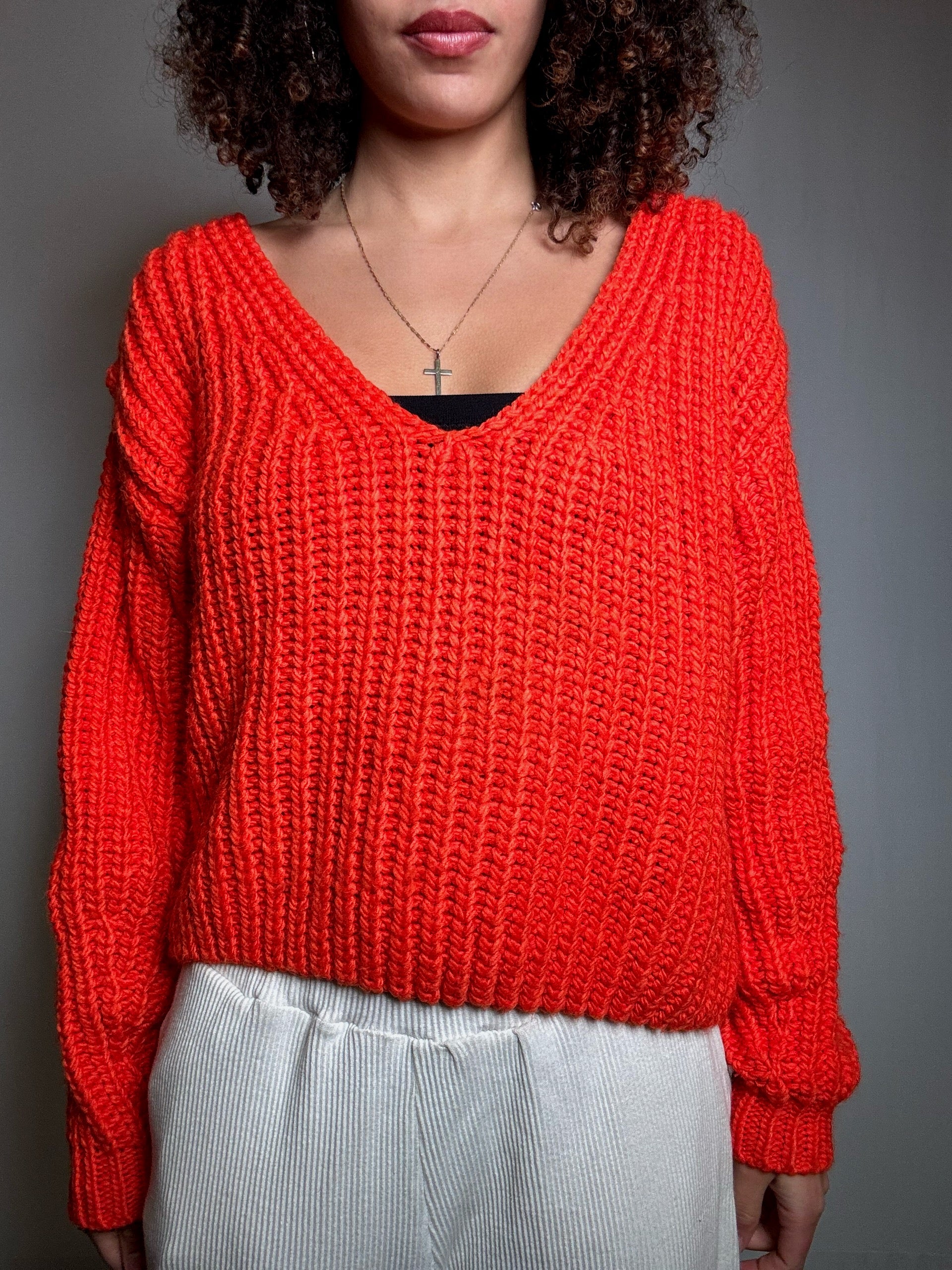 Pull crop rouge S/M vintage