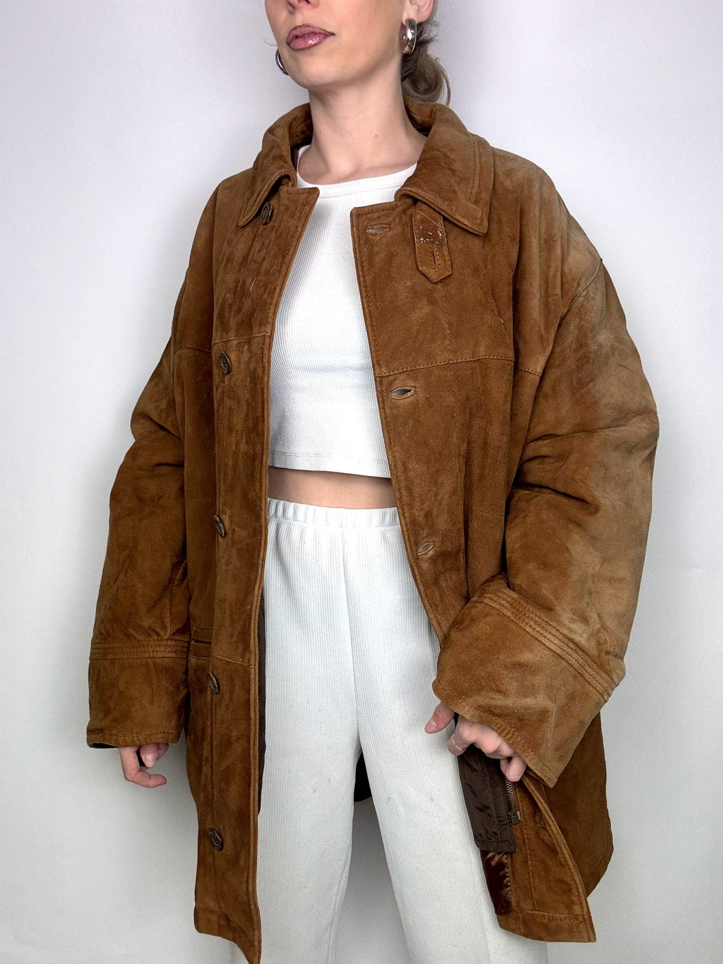 Vintage XL Braune 3-in-1 Wildlederjacke
