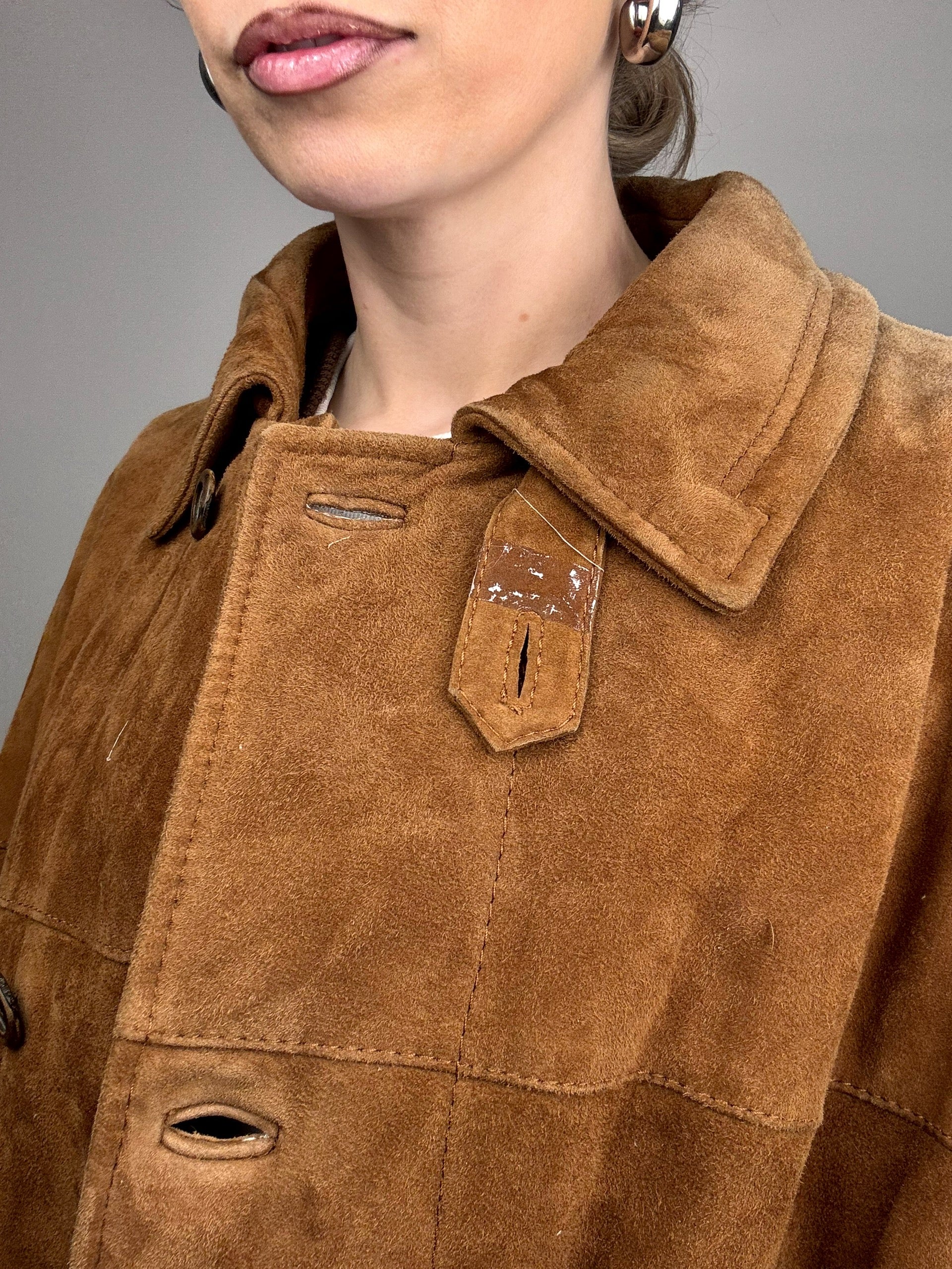 Vintage XL Braune 3-in-1 Wildlederjacke