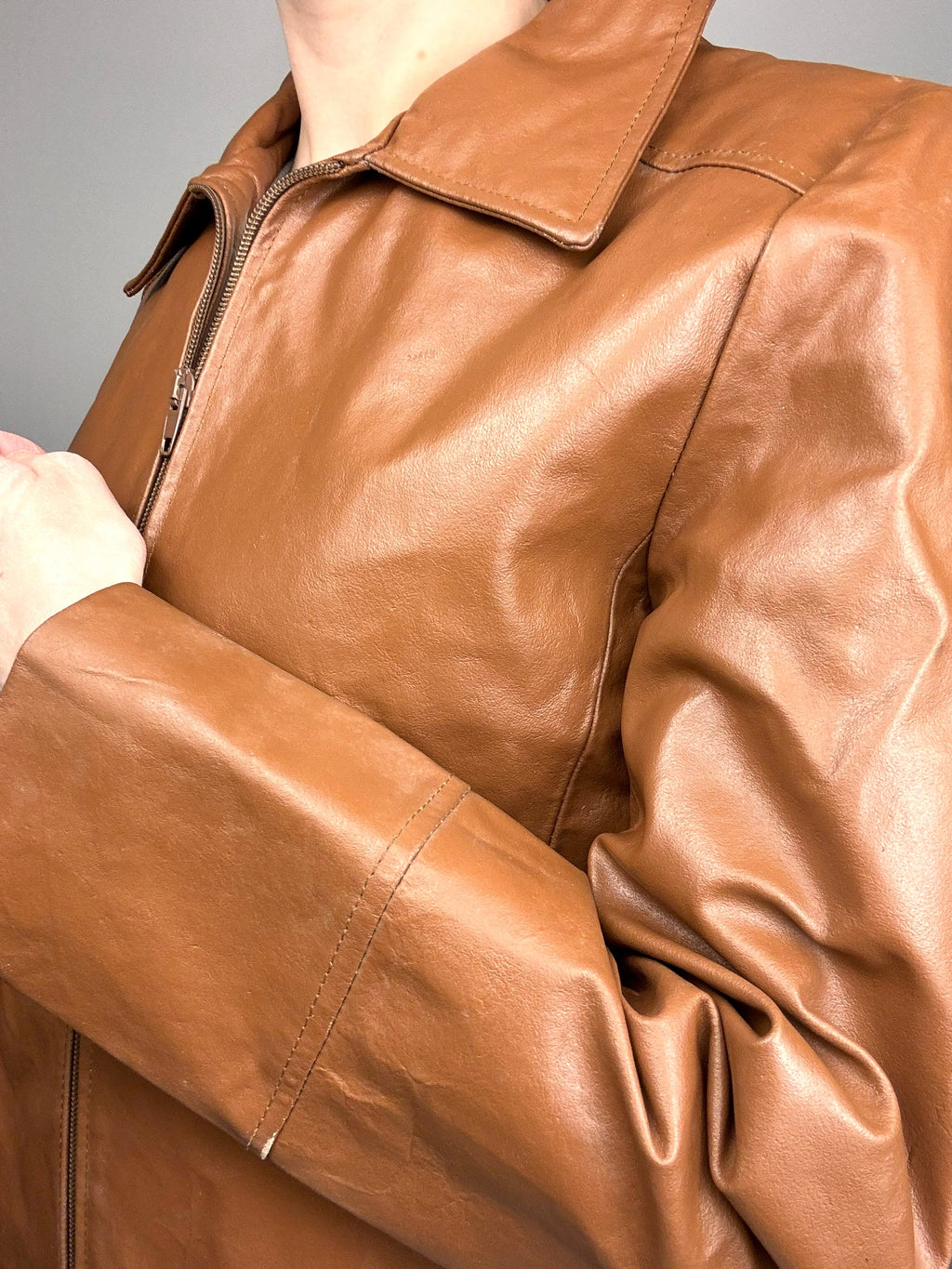 Vintage Kamellederjacke M
