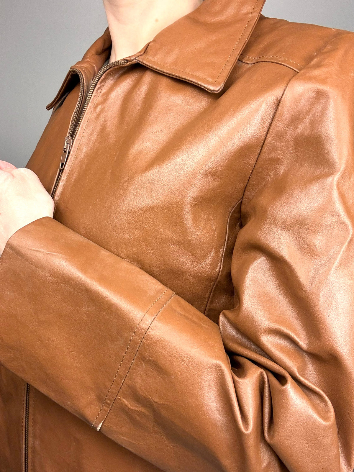 Veste en cuir camel M vintage