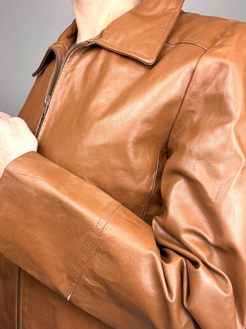 Veste en cuir camel M vintage