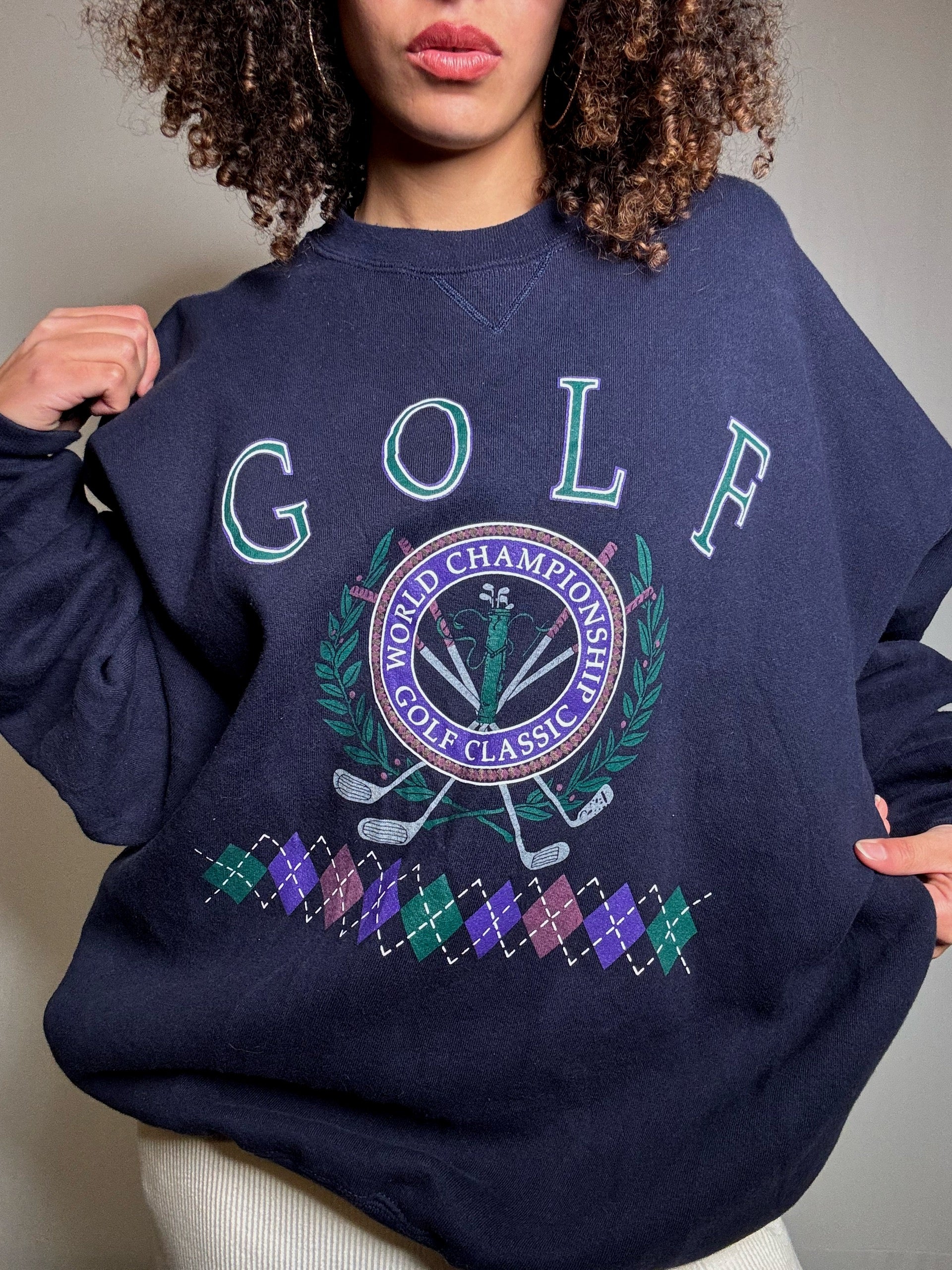 Sweat imprimé marine XL vintage