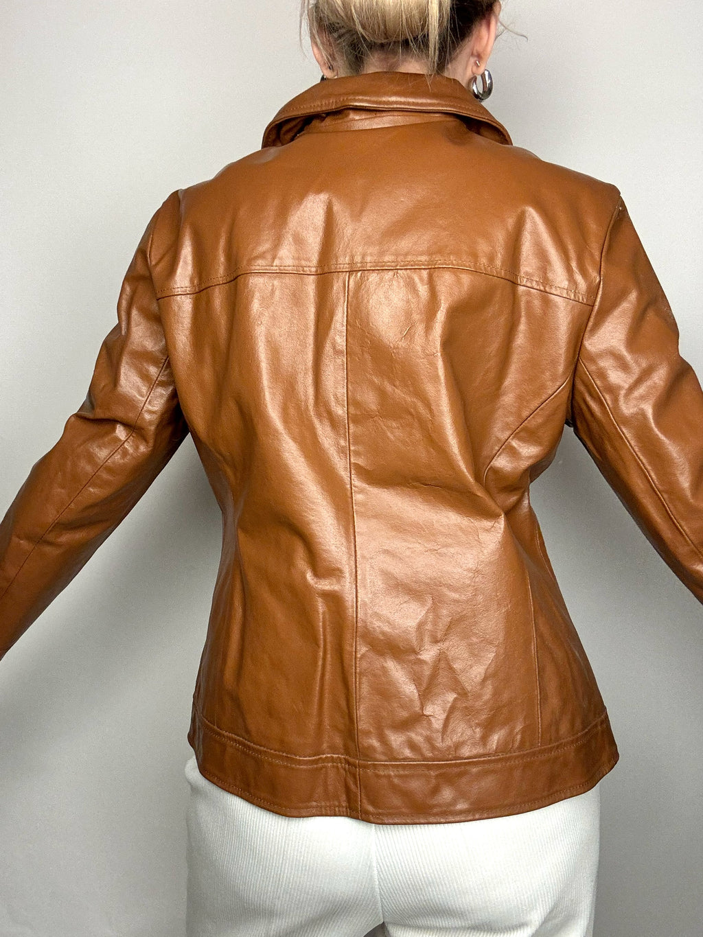 Vintage Kamellederjacke M