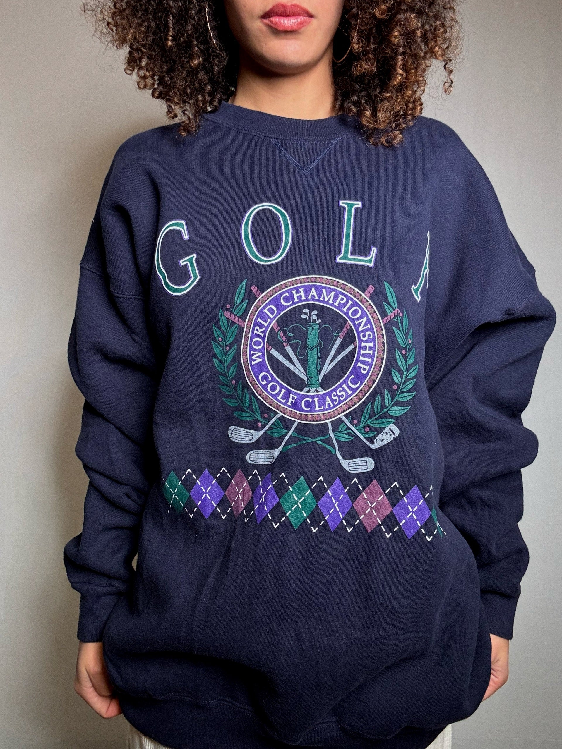 Sweat imprimé marine XL vintage