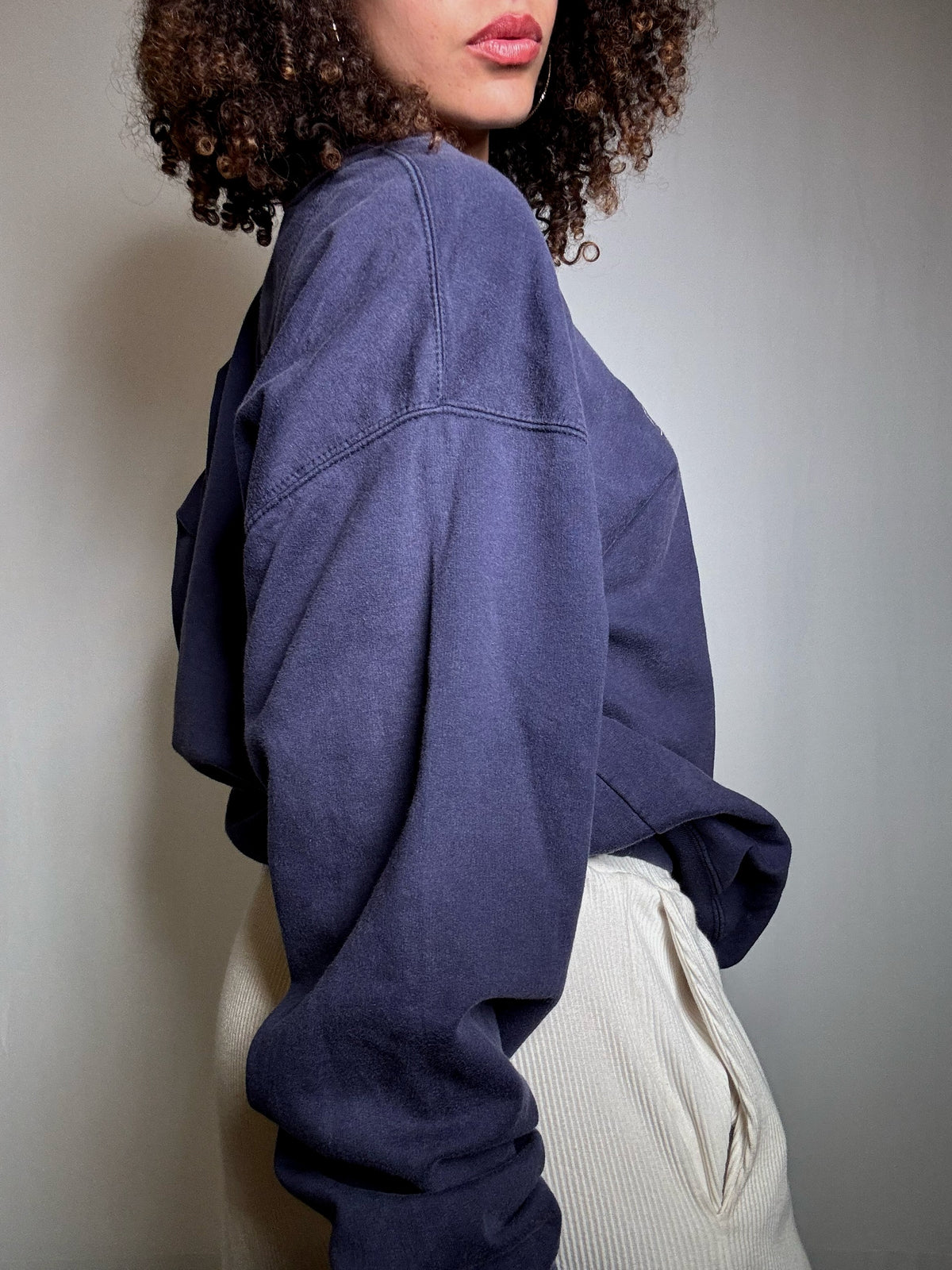 Sweat brodé marine L vintage