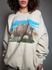 Sweat imprimé beige L vintage