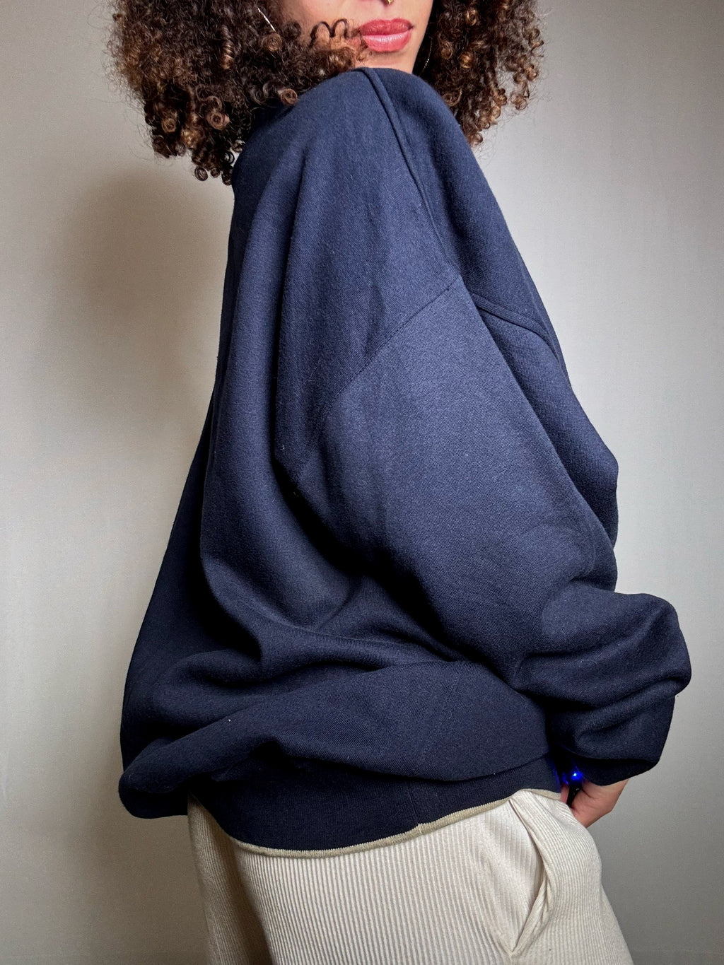 Besticktes Sweatshirt Marineblau XL Vintage