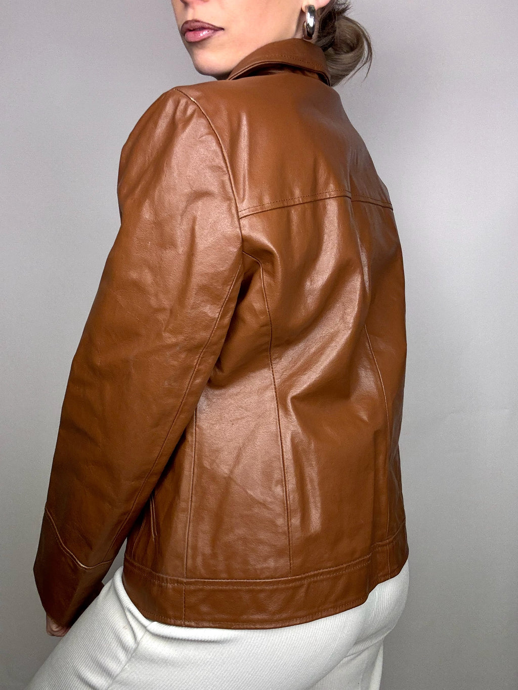 Vintage Kamellederjacke M
