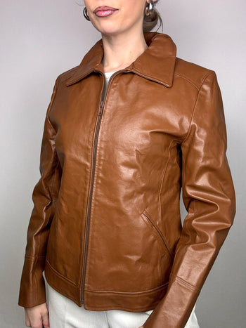 Vintage camel leather jacket M