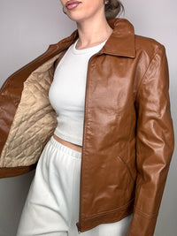 Vintage Kamellederjacke M