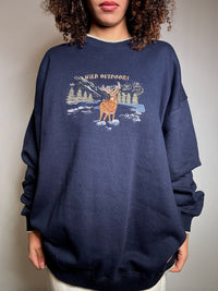 Besticktes Sweatshirt Marineblau XL Vintage