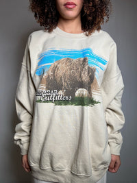 Sweat imprimé beige L vintage