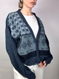 IZOD L vintage blue pattern cardigan