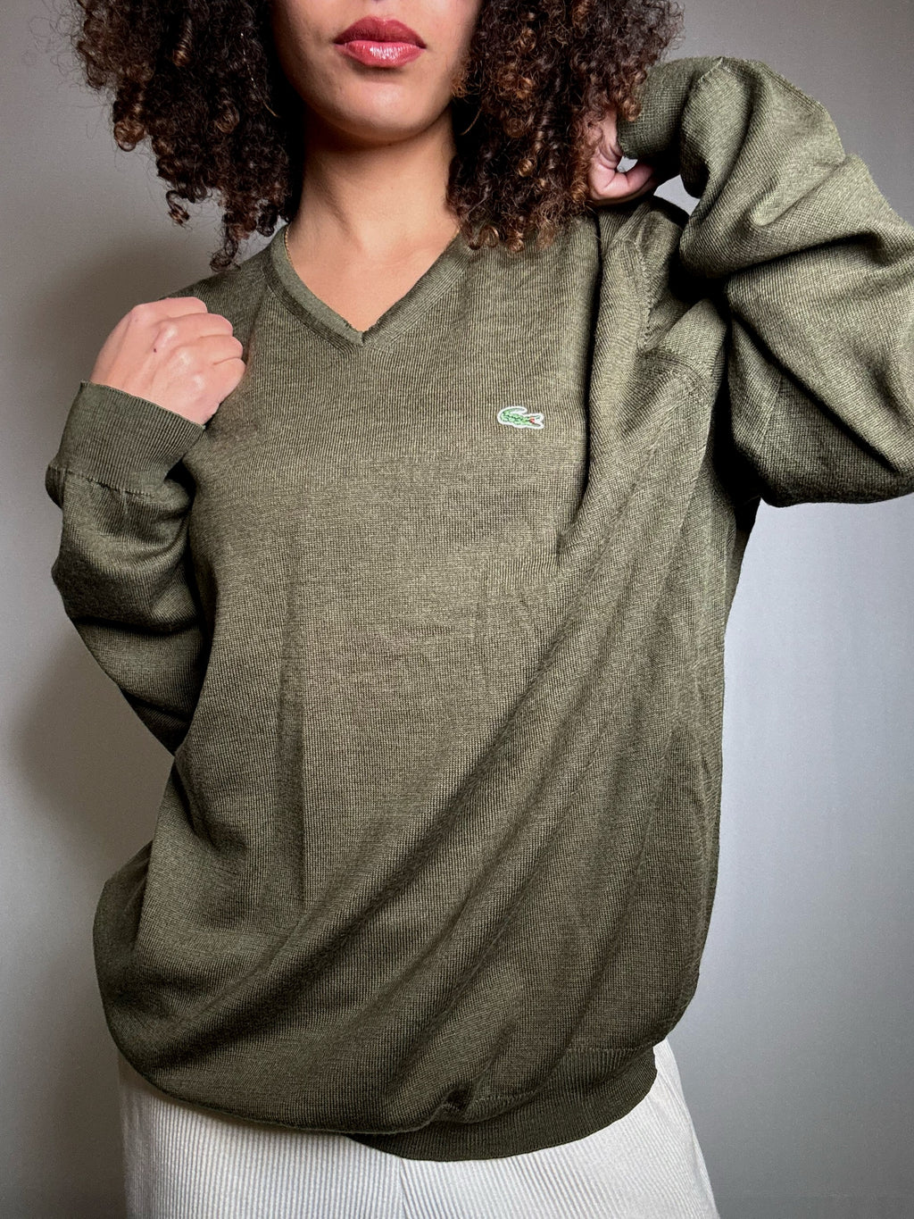 Pull kaki Lacoste L vintage