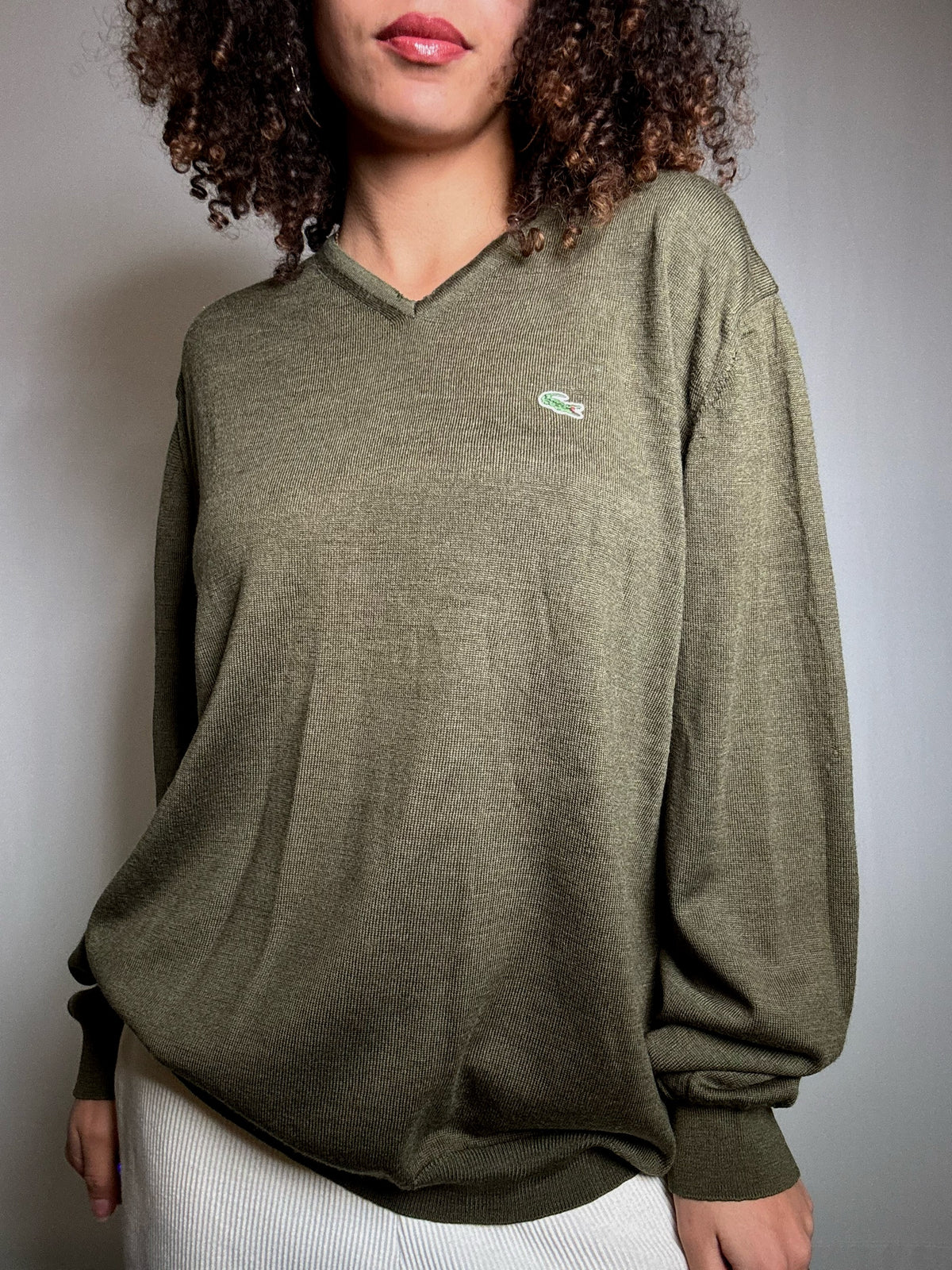 Pull kaki Lacoste L vintage