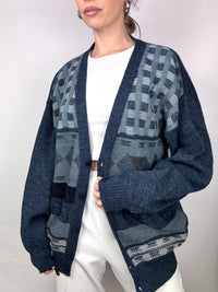 IZOD L vintage blue pattern cardigan