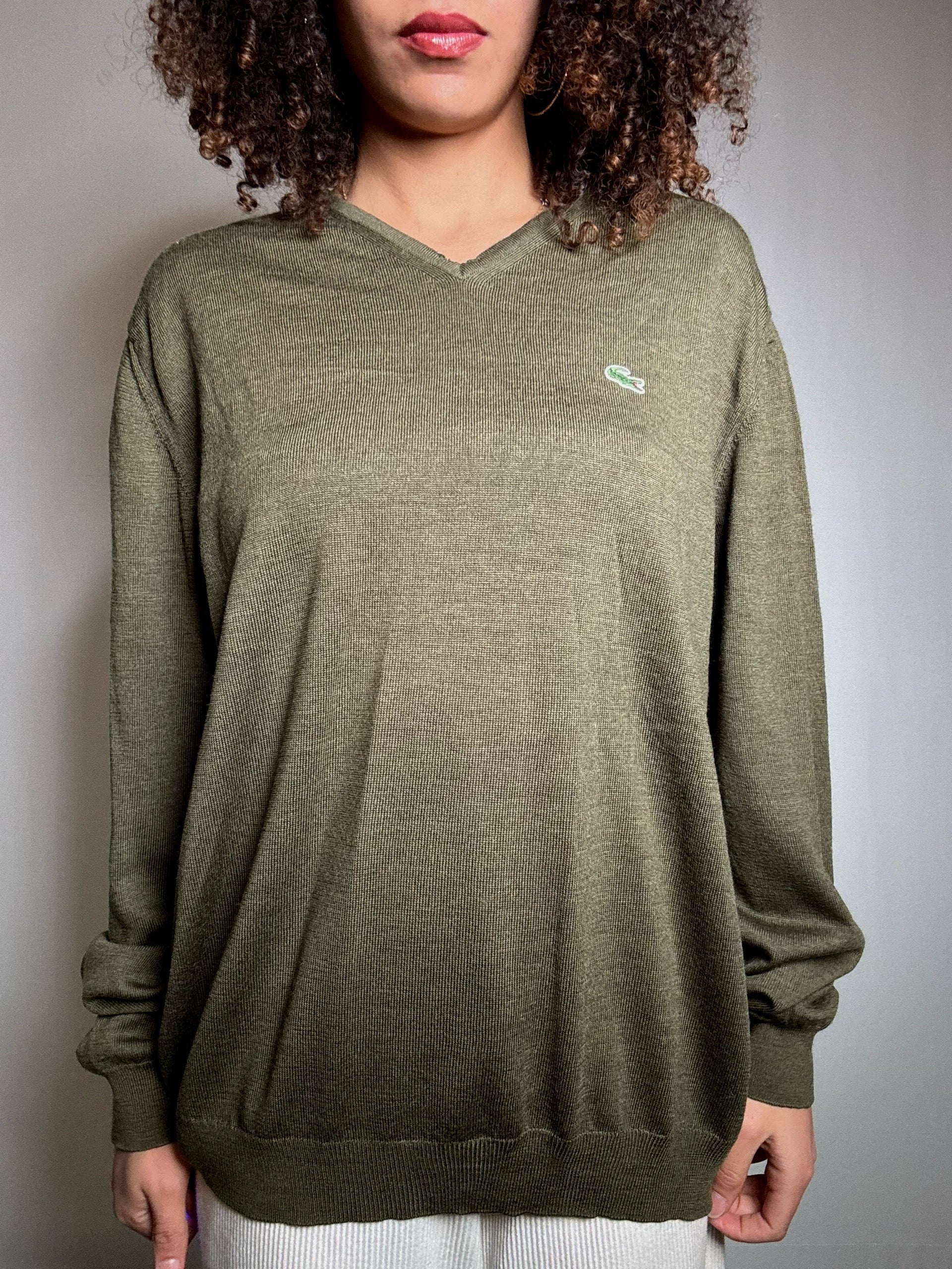Pull kaki Lacoste L vintage