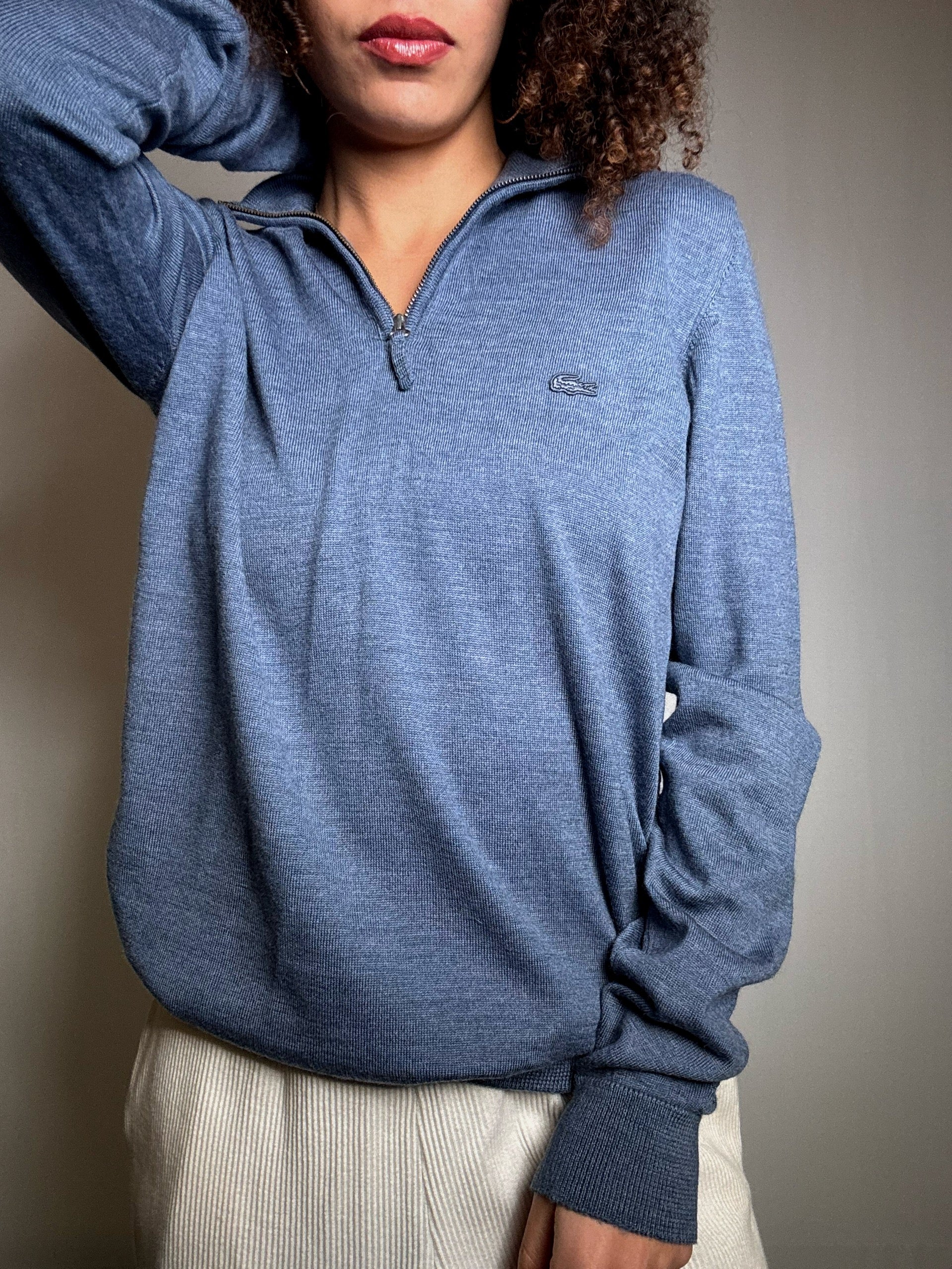 Pull camioneur bleu Lacoste S vintage