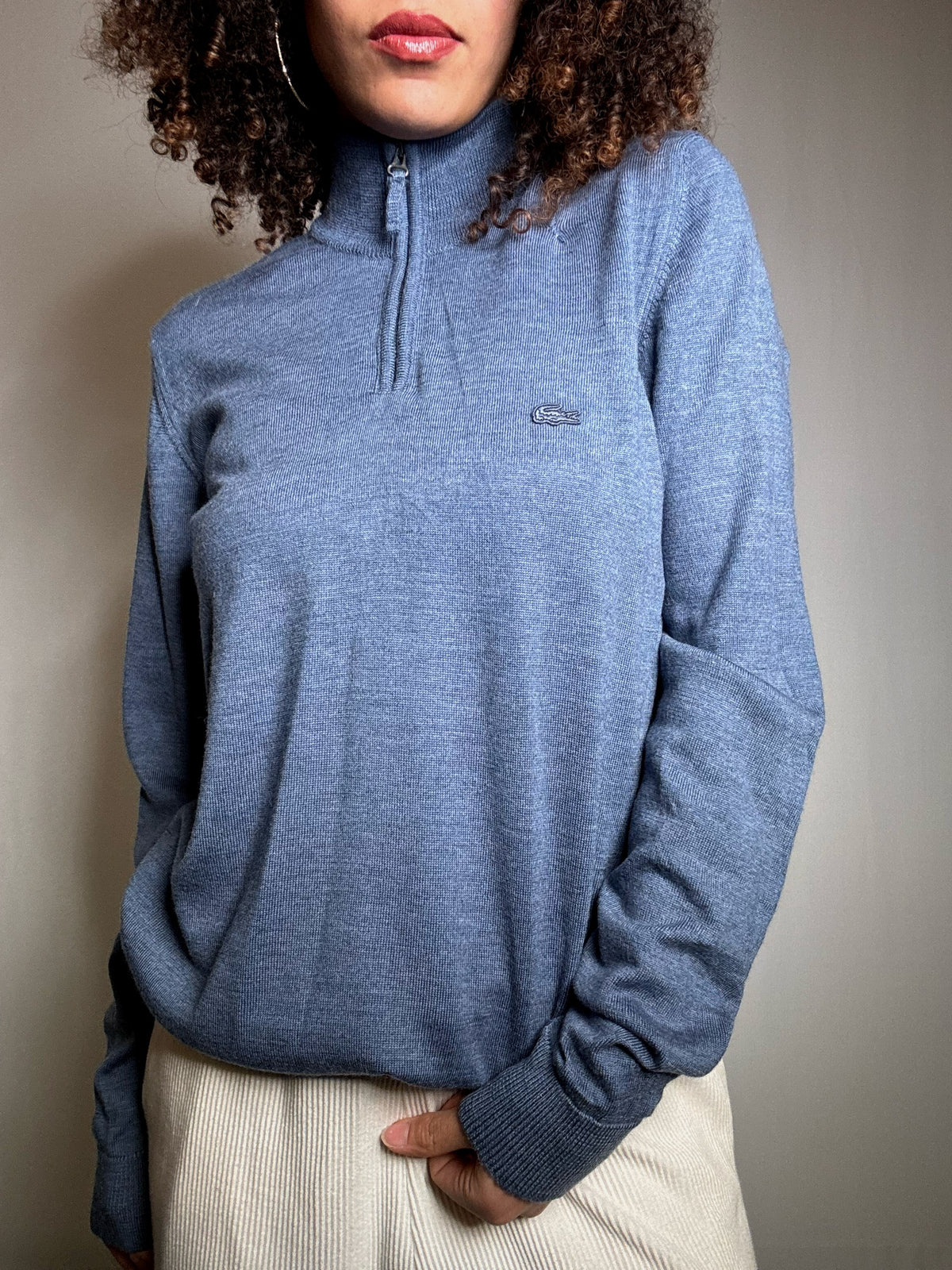 Pull camioneur bleu Lacoste S vintage
