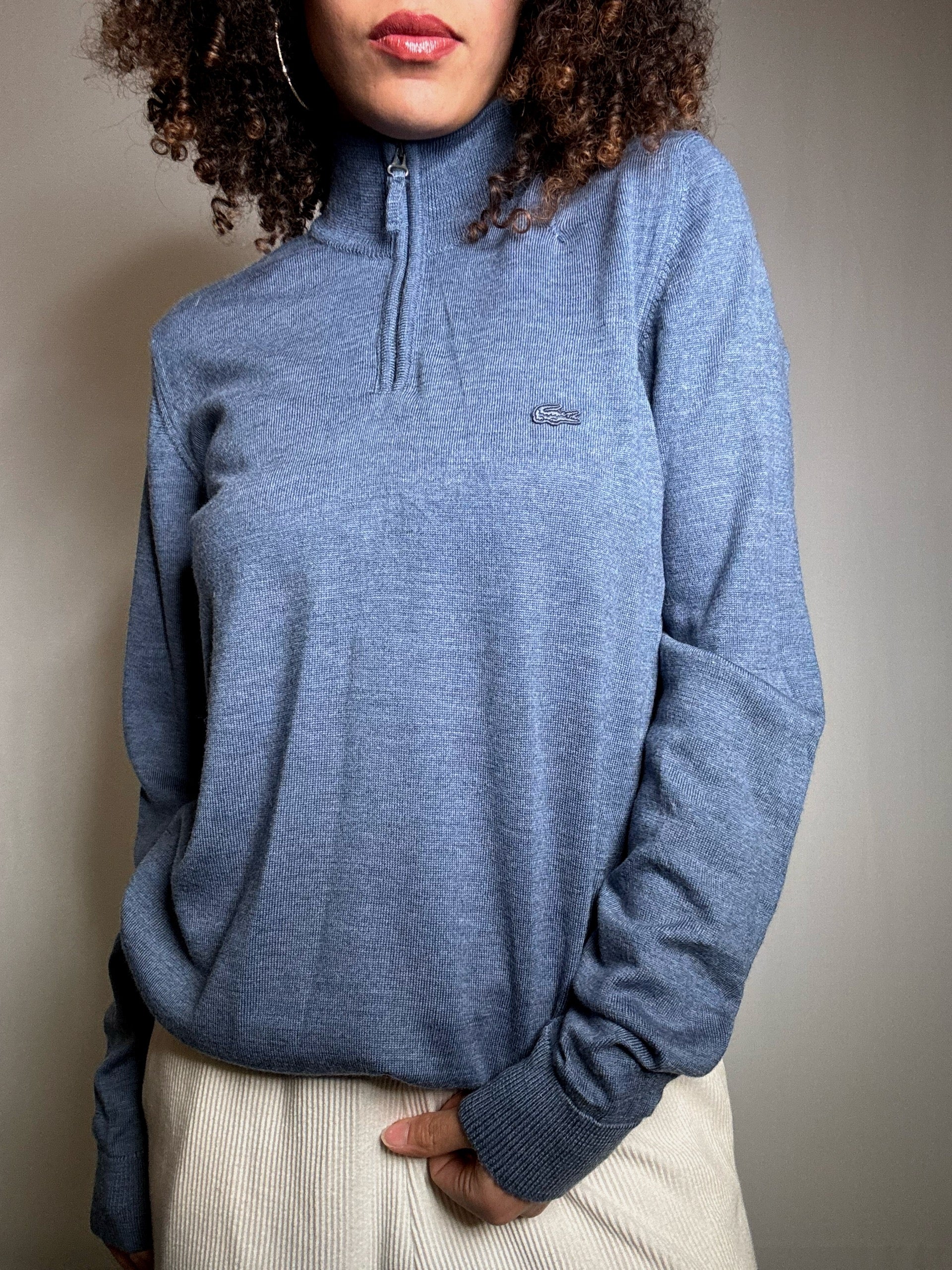 Pull camioneur bleu Lacoste S vintage