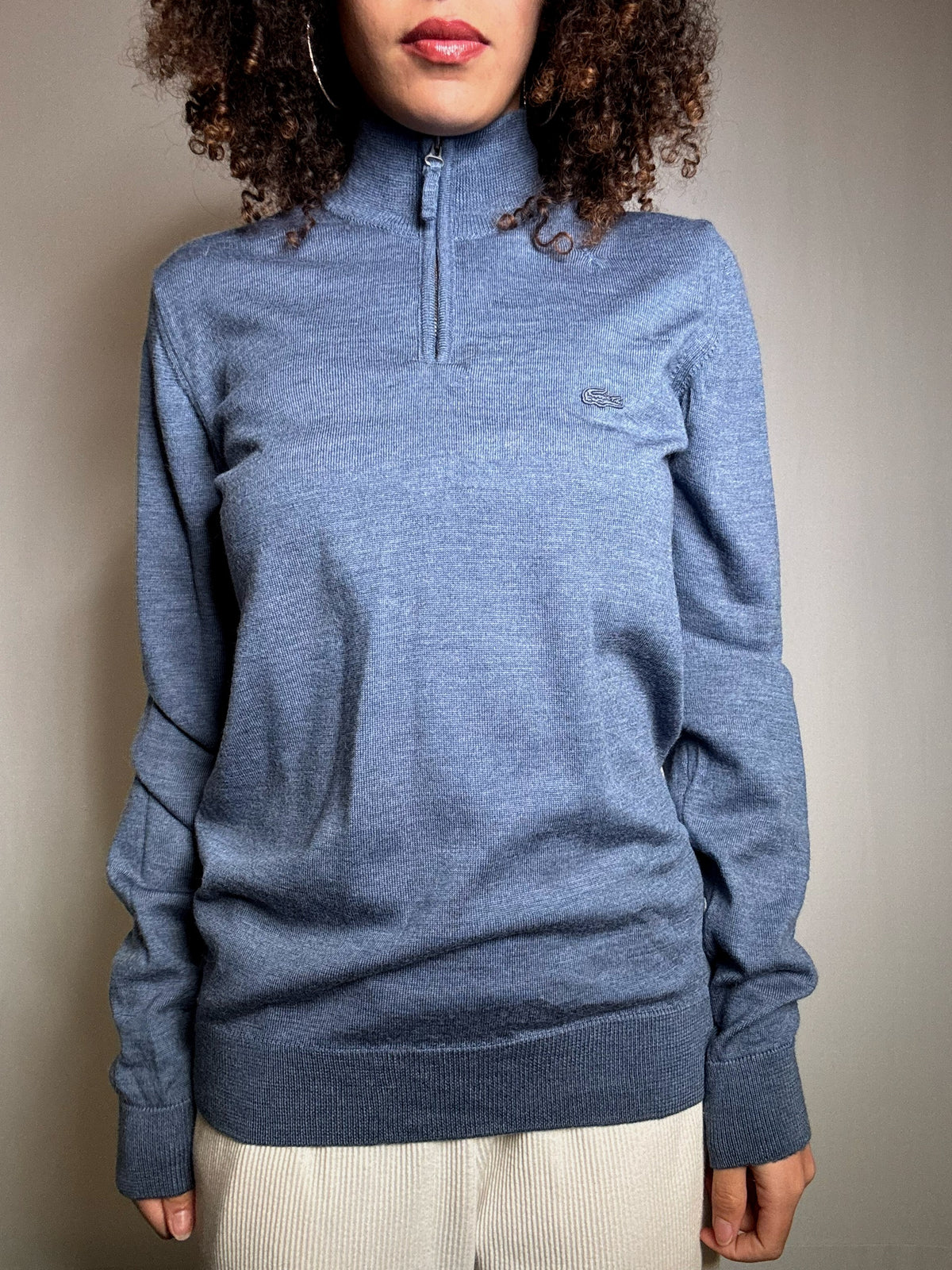 Pull camioneur bleu Lacoste S vintage
