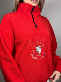 Vintage L red zip-neck fleece