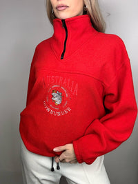 Vintage L red zip-neck fleece