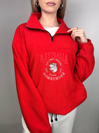 Vintage L red zip-neck fleece