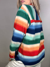 Vintage M Regenbogen Druckknopf Fleeceshirt