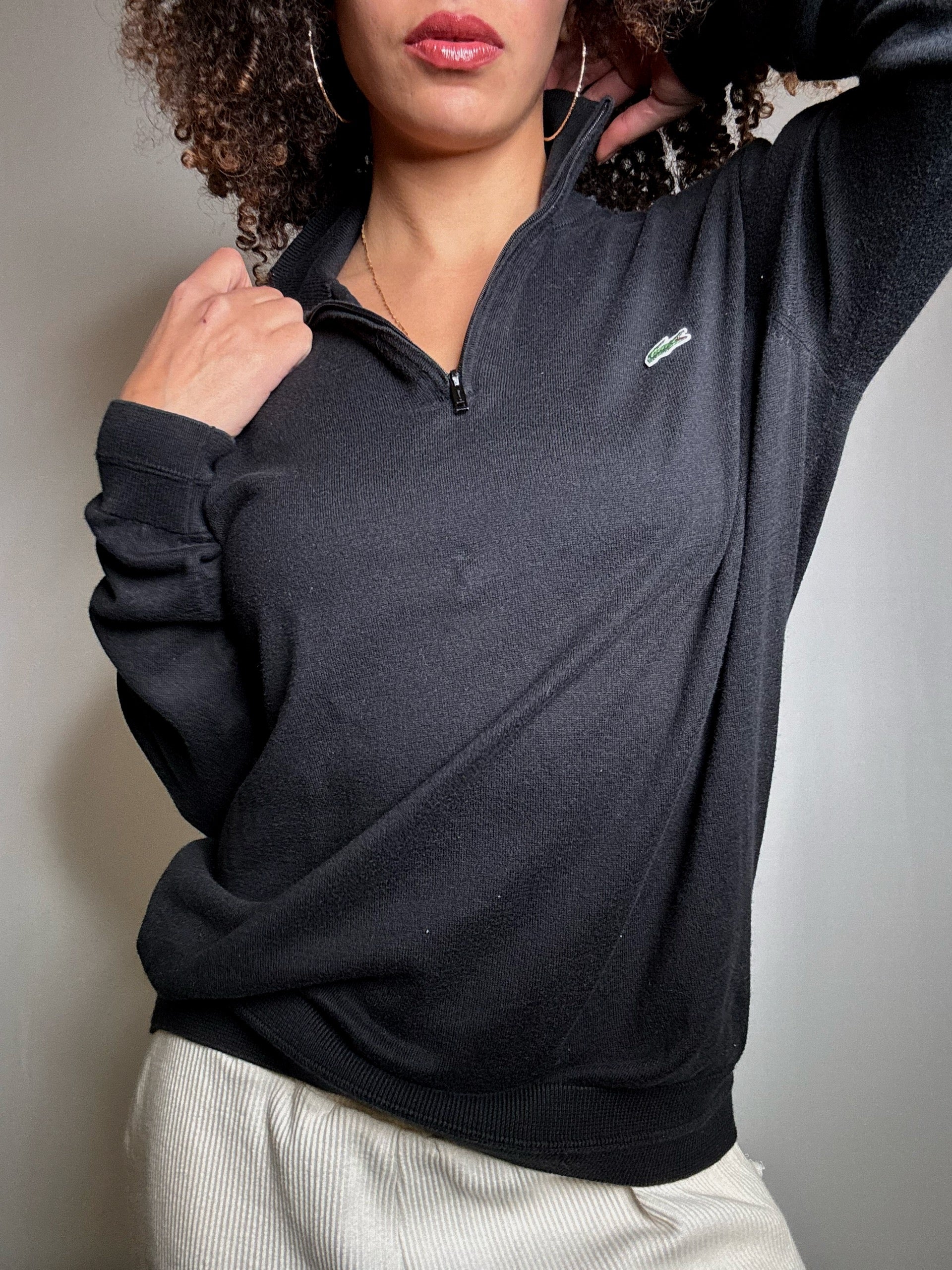 Pull camioneur noir L Lacoste