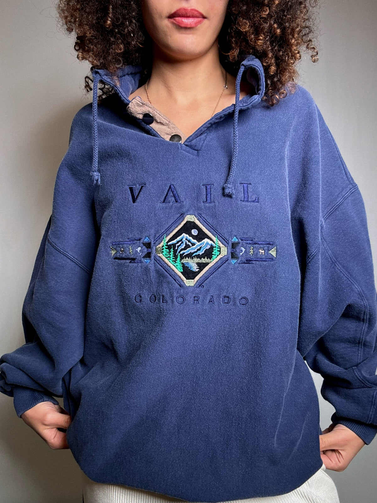 Sweat col montant marine L vintage