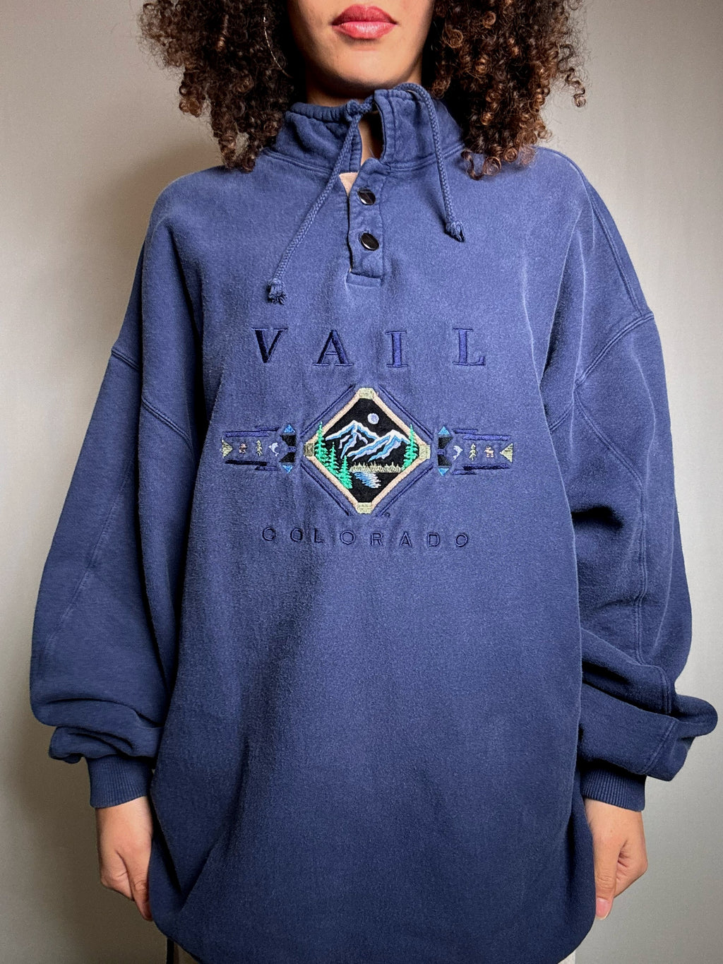 Sweat col montant marine L vintage