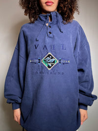 Sweat col montant marine L vintage