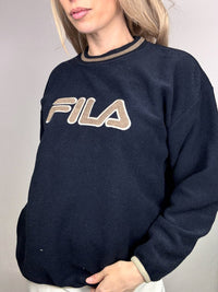 FILA XL Vintage Marineblaues Fleece mit Rundhalsausschnitt