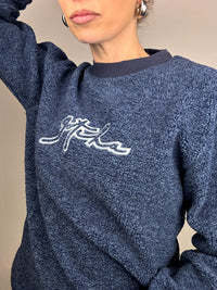 Vintage XL meliert blau Rundhals Fleece