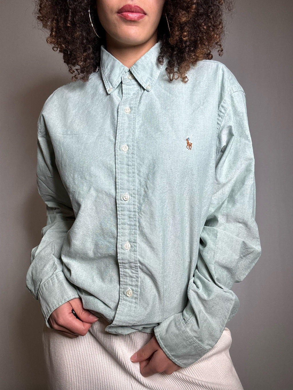 Chemise oxford verte Ralph Lauren L vintage